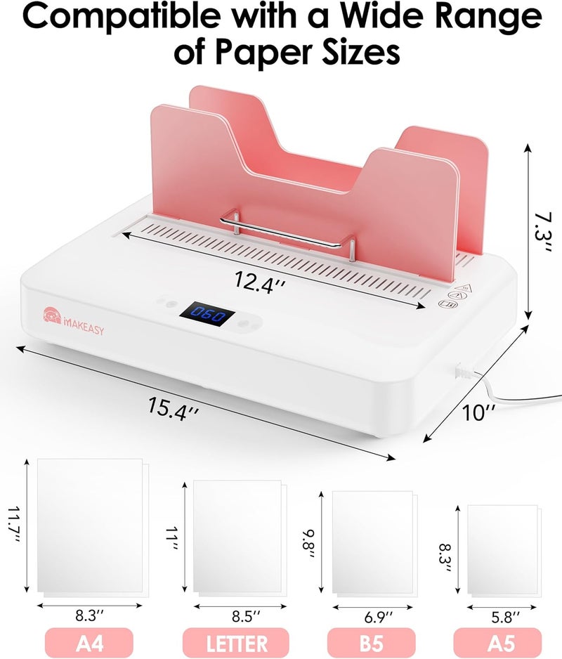 Makeasy Pink Thermal Binding Machine 500 Sheets Capacity, Digital Touch Panel, Air Cooling, Electric Thermal Binder for A4//A5/Letter Size Documents, Come with 10 PCS Binding Covers - Image 2